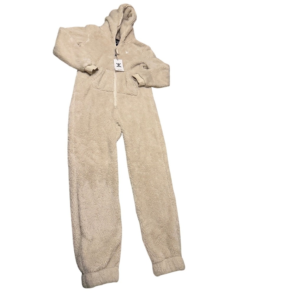 The new puppy by onepiece Light Brown Fleece Hooded jumpsuit Unisex XS NWT